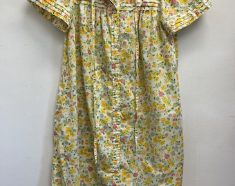 Vintage 1950s Yellow Floral House Dress
