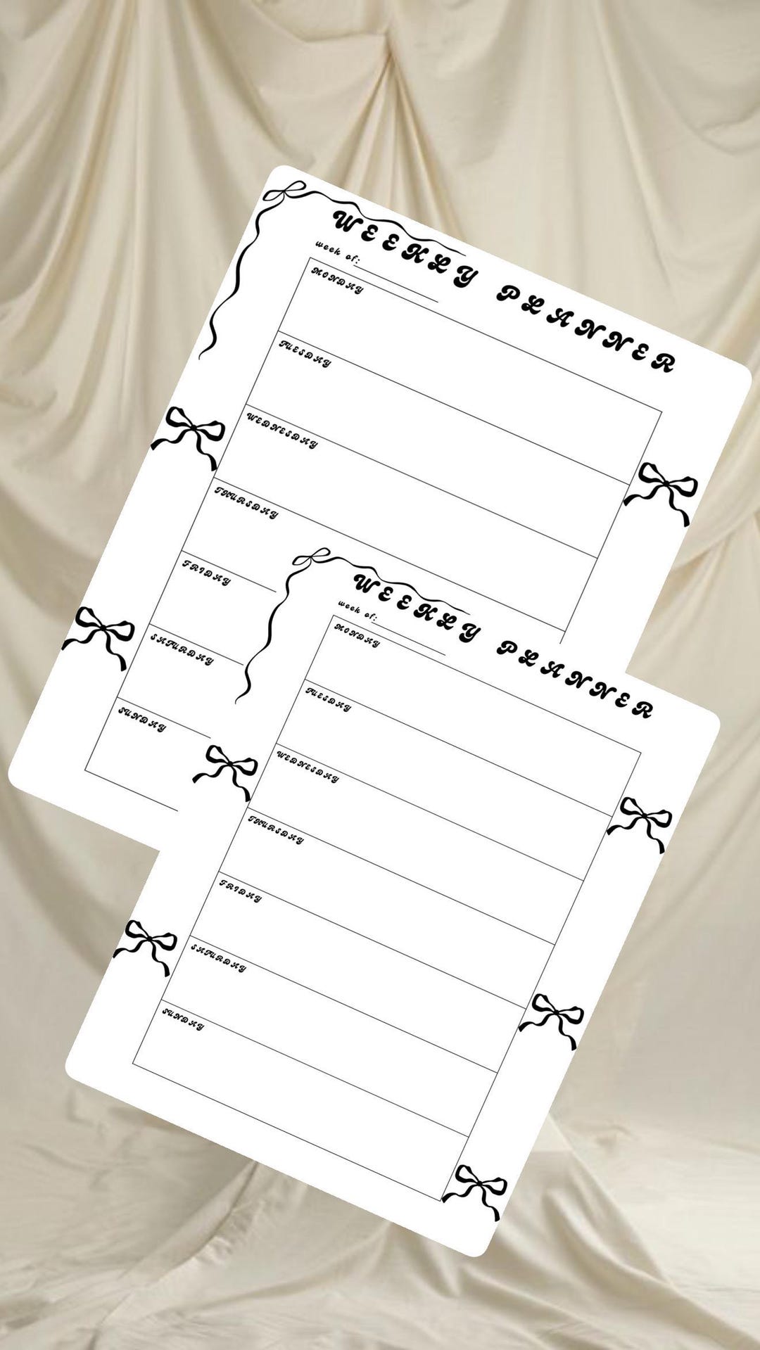 Coquette Weekly Planner, Digital Download, Editable PDF, Cute Planner ...
