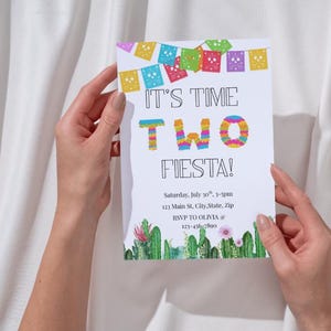 Time TWO Fiesta-uitnodiging, 2e verjaardagsfeestje, bewerkbaar Fiesta-thema, aanpasbare digitale download, Instant Access Link