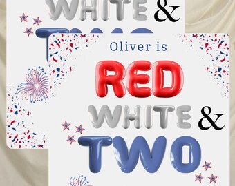 Red White and One Birthday Invitation, 1st Birthday Editable Template, July 4th Theme, Digital Download, Patriotic First Birthday Invite