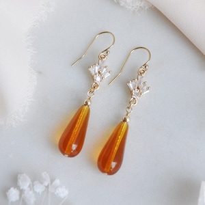 Pendientes rústicos naranjas, pendientes de boda de los años 70, pendientes de novia bohemios, pendientes de estilo retro, pendientes de boda en el desierto, pendientes de verano, pendientes de lágrima