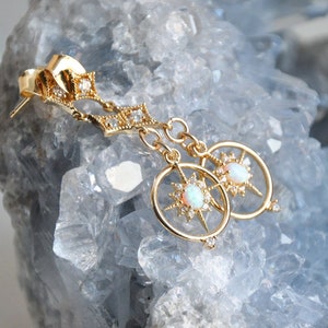 Opal Star Earrings, Celestial Earrings, Starburst Earrings, Stud Earrings, October Birthstone, Birthday Gift, Celestial Wedding,Opal Jewelry