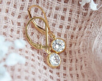 Crystal Wedding Earrings, April Birthstone Earrings, Gold Filled Earrings, Boho Bridal Earrings, Birthday Gift, Best Friend Gift, For Mom