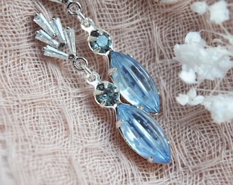 Art Deco Earrings Vintage, Blue Drop Earrings, Silver Earrings, Blue Wedding Earrings, Something Blue, Bridesmaids Earrings, Rustic Wedding