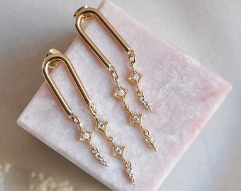 Boucles d'oreilles arche dorées, boucles d'oreilles géométriques, boucles d'oreilles de mariée bohèmes, boucles d'oreilles tendance, boucles d'oreilles uniques, cadeau d'anniversaire, boucles d'oreilles pour bal de promo, pendants