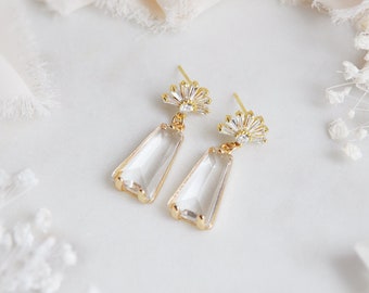 Art Deco Earrings, Retro Earrings, Boho Bridal Earrings, Fan Earrings, Bridesmaids Earrings, Prom Earrings, Crystal Earrings, Gift for Mom