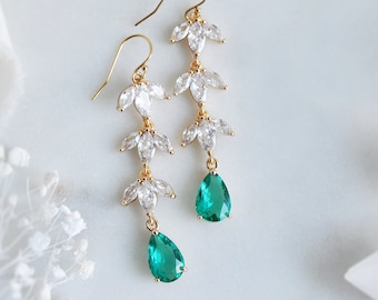 Green Wedding Earrings, Fall Wedding, Whimsical Forest Earrings, Woodland Wedding, Boho Bridal Earrings