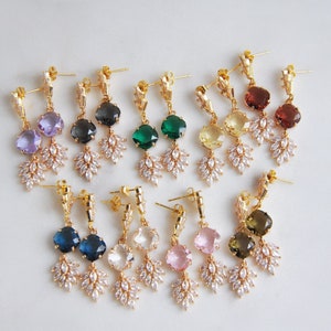 Art Deco Earrings, Boho Bridal Earrings, Leaf Earrings // You Pick The Color // Available in a variety of shades // Bridesmaids Earrings