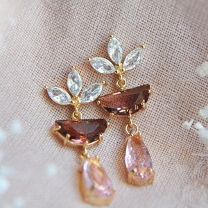 Leaf Earrings, Teardrop Earrings, Floral Wedding, Botanical Earrings, Burgundy Earrings, Desert Rose Earrings, Bridesmaids Gift, Boho Bridal image 2