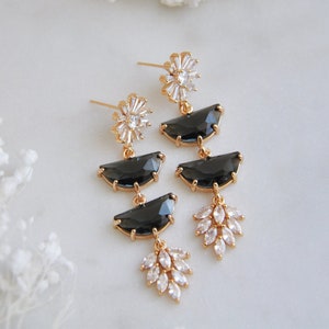 Botanical Earrings, Flower Earrings, Dark Blue Earrings, Something Blue, Floral Wedding Jewelry, Statement Earrings, Boho Bridal Earrings
