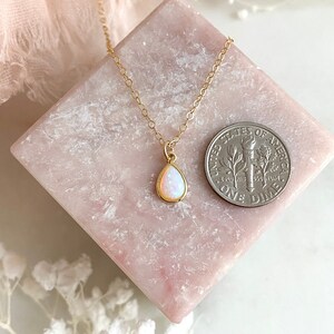 Tiny Opal Necklace, Opal Teardrop Necklace, Gold Filled Necklace, October Birthstone, Birthday Day Gift, Dainty Necklace, Delicate Necklace image 5