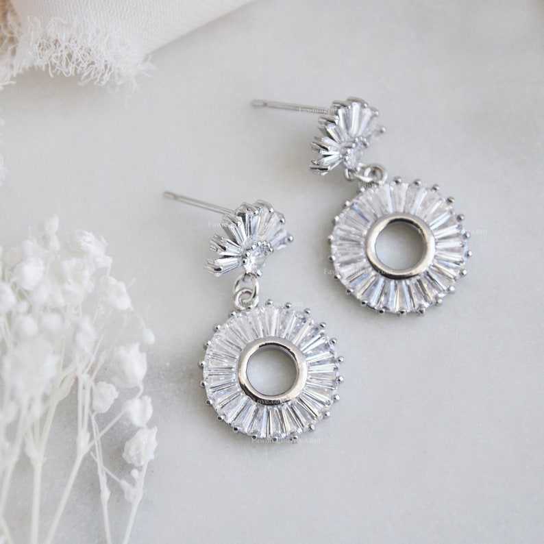 Art Deco Earrings, Geometric Earrings, Circle Earrings, Silver Earrings, Boho Bridal Earrings, Wedding Earrings, Bridesmaids Earrings, Gift image 1