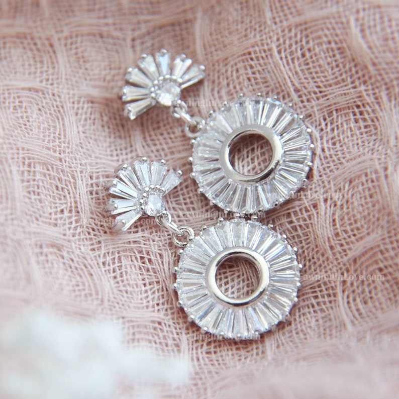 Art Deco Earrings, Geometric Earrings, Circle Earrings, Silver Earrings, Boho Bridal Earrings, Wedding Earrings, Bridesmaids Earrings, Gift image 5