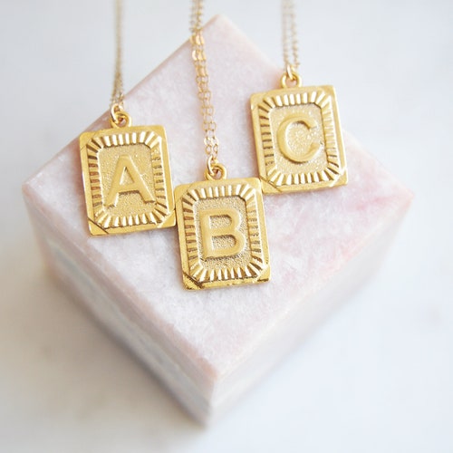 Gold Initial Necklace Letter Necklace A 
