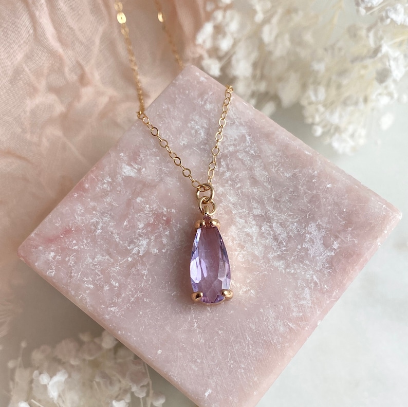 Boho Bridal Necklace, Teardrop Necklace, Wedding Jewelry, Crystal Necklace, Woodland Wedding, Rustic Wedding, Fall Wedding, Bridesmaids Gold Purple Teardrop