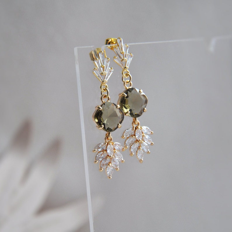 Leaf Earrings, Woodland Earrings, Botanical Earrings, Art Deco Earrings, Bridesmaids Earrings, Boho Wedding, Autumn Wedding, Gift For Her image 5