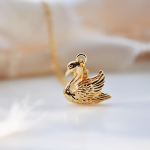 Gold Swan Necklace, Dainty Swan Earrings, Minimalist Swan Jewelry Set, 14k Gold Filled, Gift for Nature Lover, Romantic Gift for Her