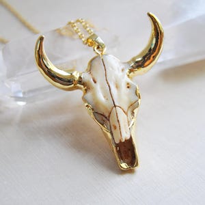 Longhorn Necklace, Bison Necklace, Buffalo Necklace, Skull Necklace, Western Necklace,Bohemian Necklace, Boho Necklace, Gold or Silver