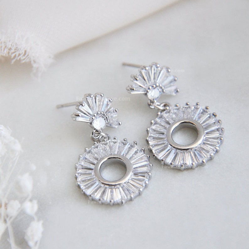 Art Deco Earrings, Geometric Earrings, Circle Earrings, Silver Earrings, Boho Bridal Earrings, Wedding Earrings, Bridesmaids Earrings, Gift image 6