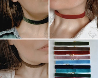 Velvet Choker, Boho Necklace, Layering Necklace, Unique Gift, Jewel Tones, Earth Tones, Whimsical Wedding, Aesthetic Jewelry,Hippie Necklace