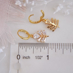 Leaf Earrings, Gold Hoop Earrings, Botanical Earrings, Woodland Wedding, Boho Bridal Earrings, Rustic Wedding, Pampas Wedding, Bridesmaids image 6