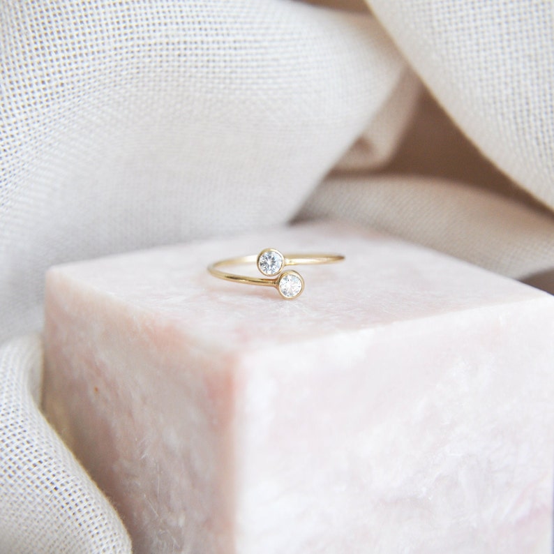 14k Gold Filled Ring, Adjustable Stacking Ring, Minimalist Ring, Dainty Ring, Delicate Ring, Gold Filled CZ Ring, 14k GF Ring, Gifts for Her image 5