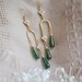 Green Art Deco Earrings, Flapper Earrings, Geometric Earrings, Gold Arch Earrings, Chandelier Earrings, Birthday Gift, Emerald Green, Boho 