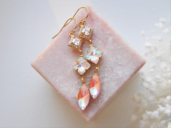 Boho Bridal Earrings, Geometric Pink Earrings, Whimsical  display picture 2