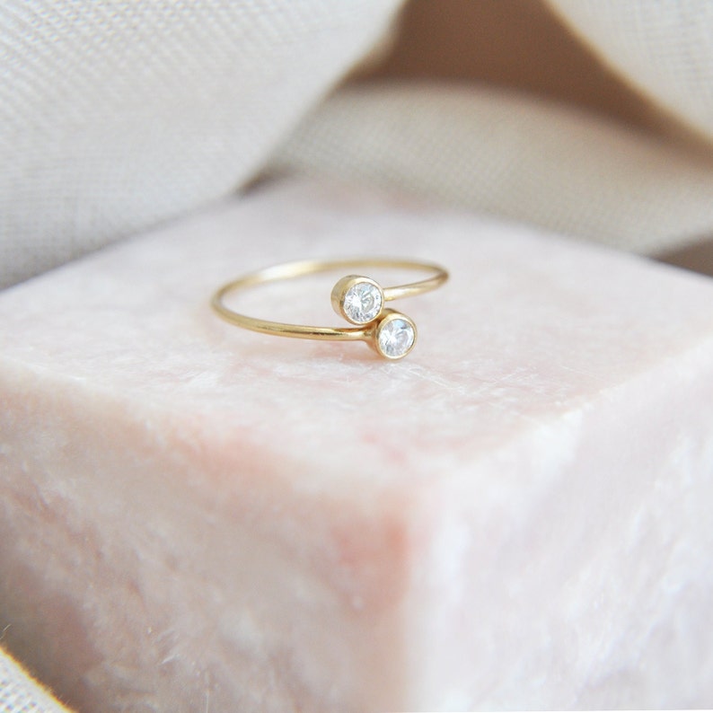 14k Gold Filled Ring, Adjustable Stacking Ring, Minimalist Ring, Dainty Ring, Delicate Ring, Gold Filled CZ Ring, 14k GF Ring, Gifts for Her image 4