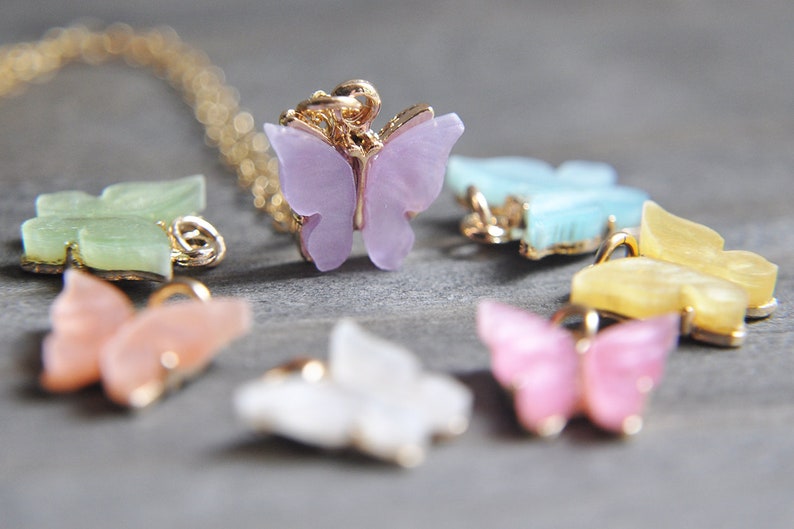Butterfly Necklace Butterfly Charm Necklace Small Butterfly Etsy