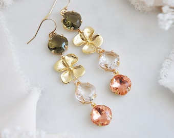 Boucles d'oreilles fleur, boucles d'oreilles de mariée bohèmes, boucles d'oreilles fantaisistes, mariage occidental, mariée moderne, mariage rustique, boucles d'oreilles de mariage tendance, cadeau