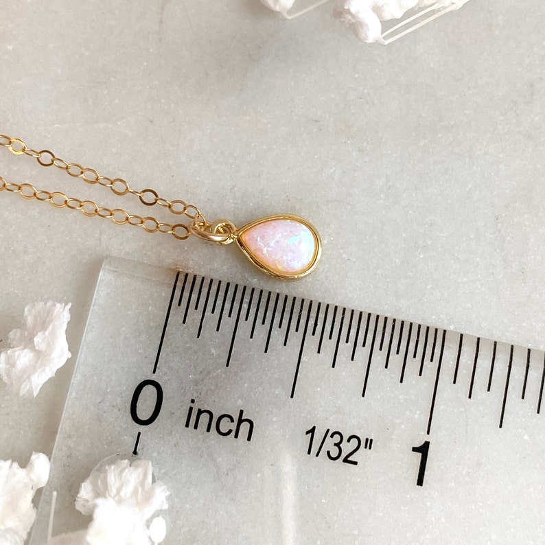 Tiny Opal Necklace, Opal Teardrop Necklace, Gold Filled Necklace, October Birthstone, Birthday Day Gift, Dainty Necklace, Delicate Necklace image 7