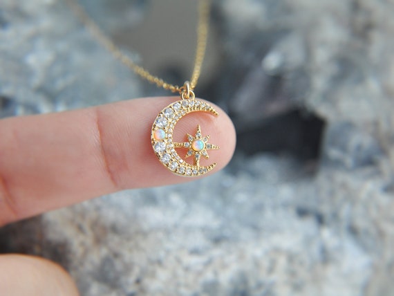 Opal moon pendant best sale