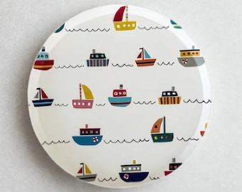 Nautical Party Tableware Set, Sailboat Plates Cups & Napkins, Navy Gold