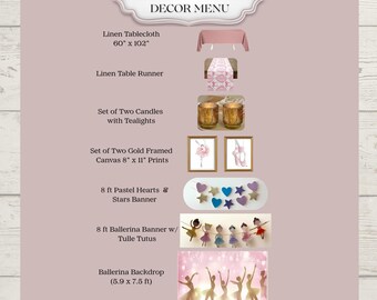 Ballerina Party Decorations, Ballet Banner Backdrop & Table Linens