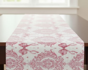 Dusty Rose Table Runner, Bridal Shower Table Decor, Ballet & Coquette Party Linen
