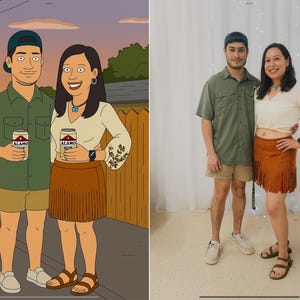King of the Hill Style Portrait | CUSTOM Cartoon Art for Couples, Pets, Families | Digital File