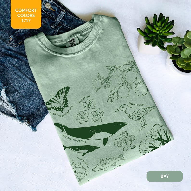 Georgia Original Art Comfort Colors® 1717 T-shirt unisexe teint en pièce, ambiance décontractée du Sud, t-shirt en coton doux, motif pêche de Géorgie image 5