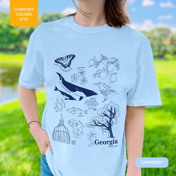 Georgia Original Art Comfort Colors® 1717 Unisex Garment-Dyed T-shirt, Laid-Back Southern Vibes, Soft Cotton Tee, Georgia Peach Design