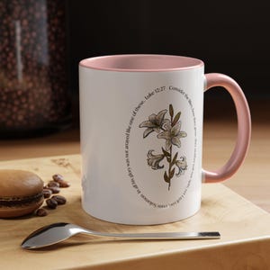 Pensez à la tasse à café Lys pour les amateurs de thé, cadeau de vers de la Bible, décoration de bureau à domicile, cadeau d'anniversaire, tasse à café pour la fête des mères