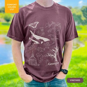 Georgia Original Art Comfort Colors® 1717 T-shirt unisexe teint en pièce, ambiance décontractée du Sud, t-shirt en coton doux, motif pêche de Géorgie image 2