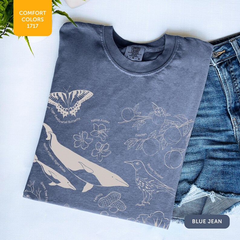 Georgia Original Art Comfort Colors® 1717 T-shirt unisexe teint en pièce, ambiance décontractée du Sud, t-shirt en coton doux, motif pêche de Géorgie image 7