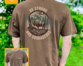 Be Strong and Courageous Christian Bible Verse T-shirt | Hunting Faith Design