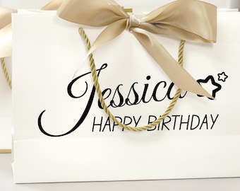 Custom Design Birthday Gift Bags/Elegant Gift Bags for Birthday Celebrations/Birthday Party Favor Goodie Bags/Shopping Bags with Ribbon Bow