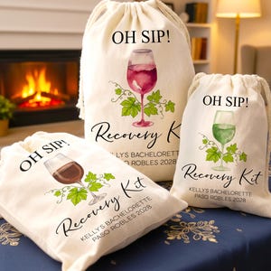 Oh Sip Baksmälla Kit-väska | Möhippa-gåva | Vinåterhämtningskit | Personlig dragskopåse | Brudstam-väskor | Anpassad Bach-present