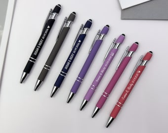 Personalized Custom Pens with Touch Head, Wedding Favors for Guests in Bulk, Gift Pens for Her, Engraved Custom Pen, Laser Engraved Logo