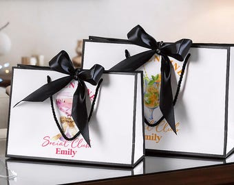 Personalized Galentine Gift Bag/Custom Name Galentine Bag/Galentine Party Favor Bag/Squad Gift Bag with Ribbon Bows/Galentine's Day Gift Bag