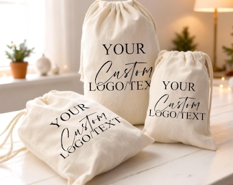 Custom Name Drawstring Bags Personalized Image/Photo/Text Christmas Gift Sacks Wedding Favor Bag Festive Holiday Present Santa Delivery Sack