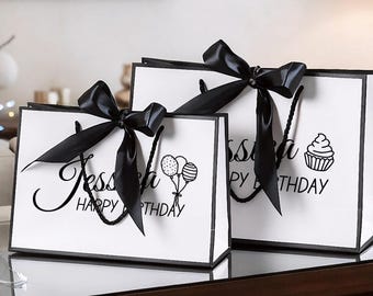 Sacchetti regalo personalizzati per compleanni/Sacchetti regalo resistenti per compleanni e momenti speciali/Sacchetti regalo decorati con fiocco per feste, bomboniere di compleanno