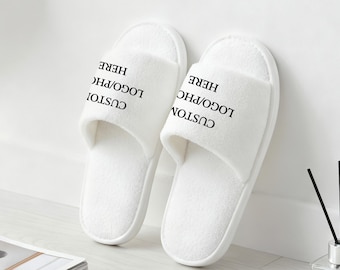 Custom Logo Photo Spa Slippers, Breathable Personalized Slippers, Couple Gift Slippers, Holiday Custom Slippers, Bridal Party, Birthday Gift